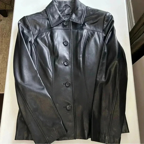 Danier Black Leather Jacket Blazer Button Front  Insulated Removable Liner Small - Picture 10 of 16